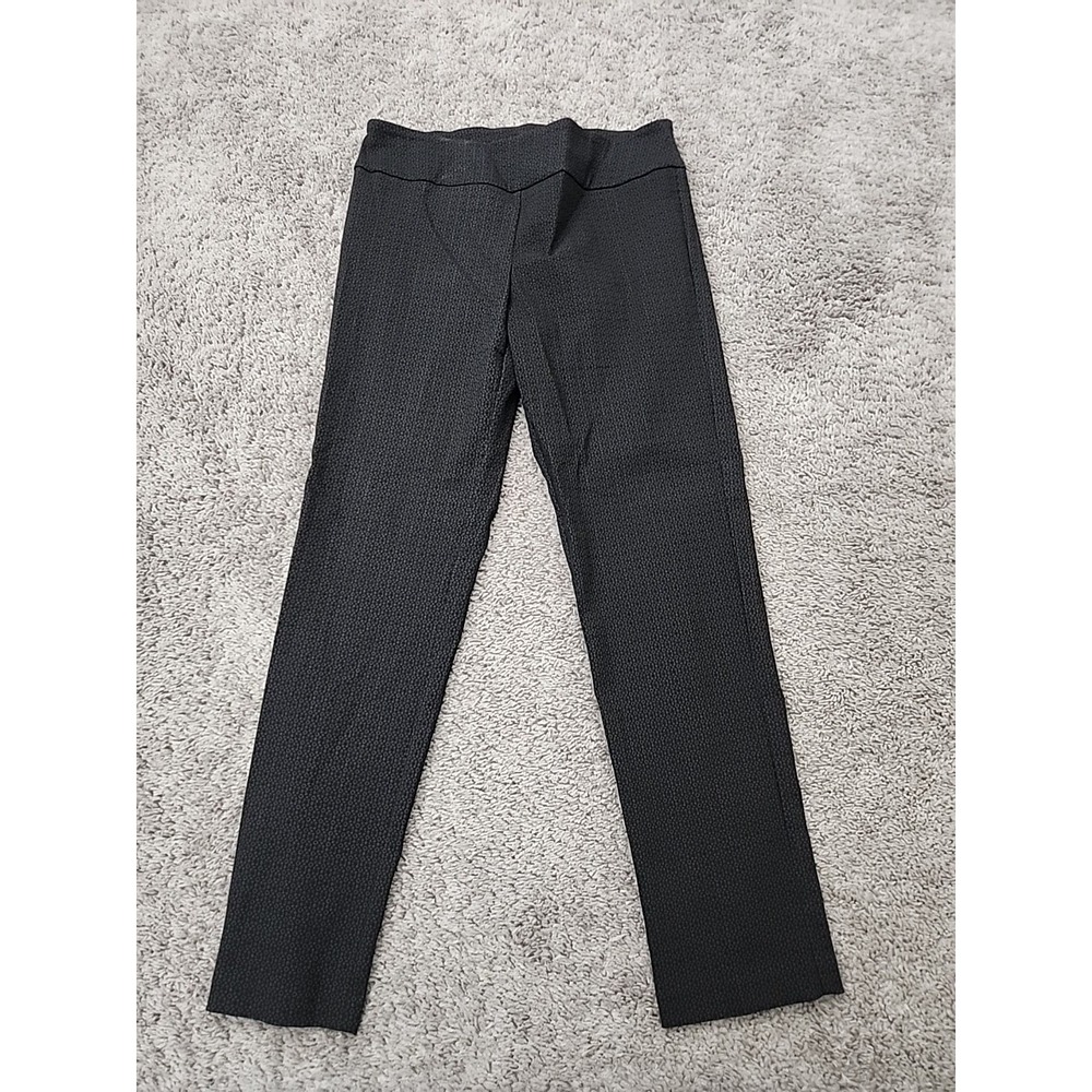 Elliott Lauren Pants Womens 10 Black Textured Diamond Stretch Pull On Straight